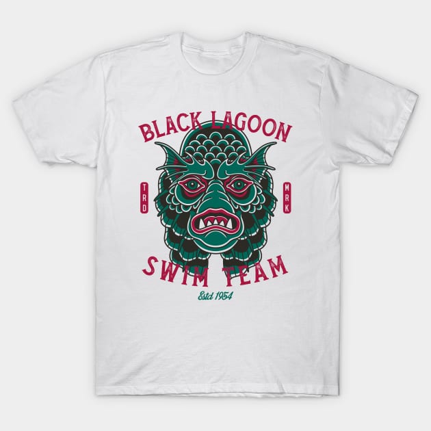 Black Lagoon Swim Team - Vintage Traditional Tattoo - Horror T-Shirt by Nemons